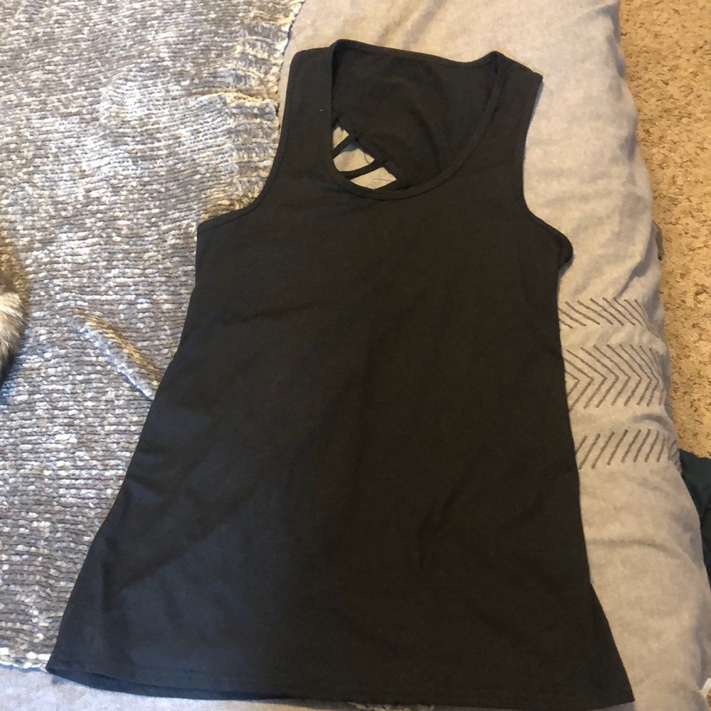 Black strappy back tank top